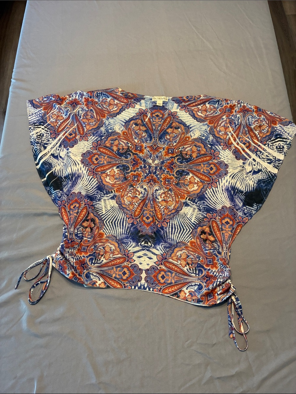live and let live Multicolor Paisley Tie-Side Top - Orange & Blue